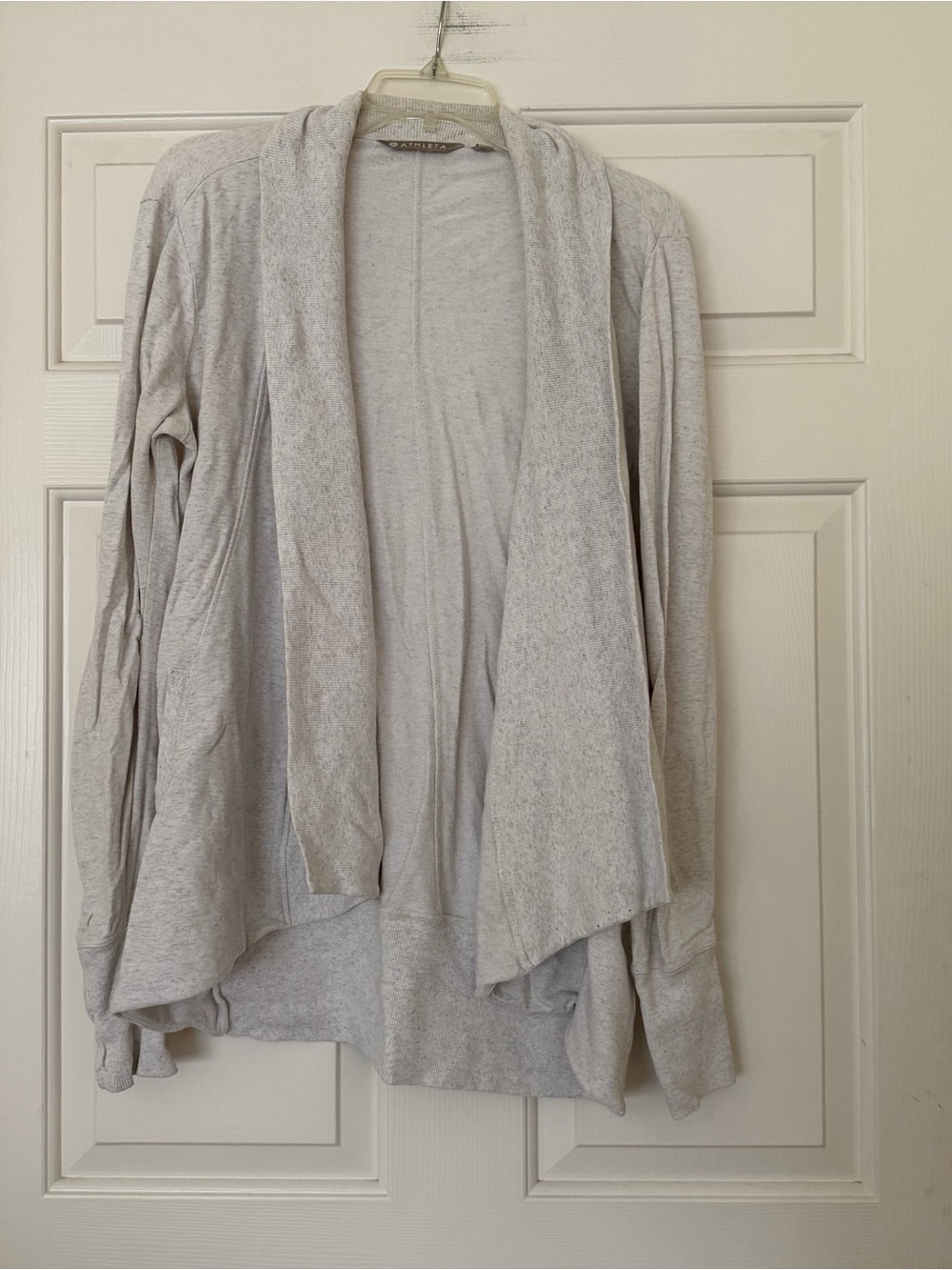 Athleta Light Gray Women's Open-Front Draped Cardigan Sweatshirt Size XS Oatmeal